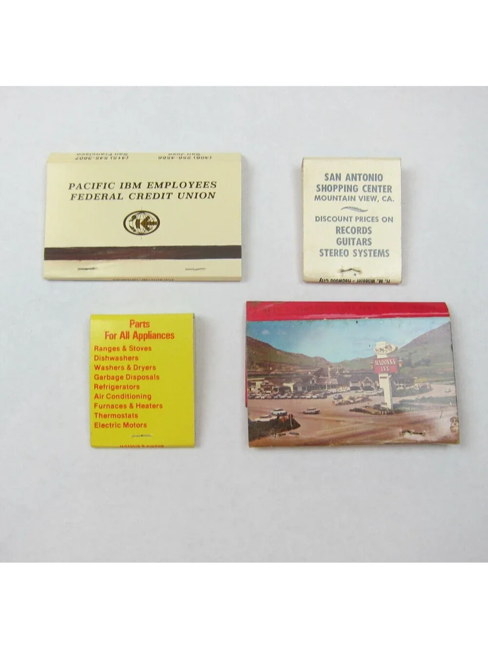 4 Matchbook Covers Pacific IBM Credit Union Hals Music Center Madonna Inn CA